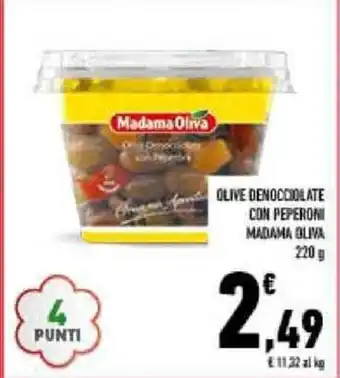 Conad OLIVE DENOCCIOLATE CON PEPERONI MADAMA OLIVA 220 g offerta