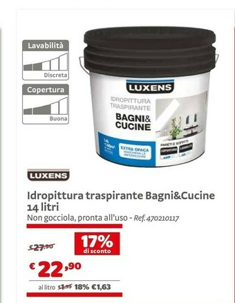 Bricocenter Luxens Idropittura Traspirante Bagni&cucine offerta