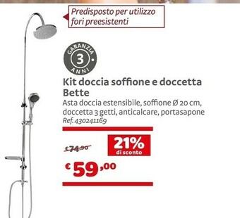 Bricocenter Betta Kit Doccia Soffione E Doccetta offerta