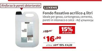 Bricocenter Luxens Fondo Fissativo Acrilico 4 Litri offerta