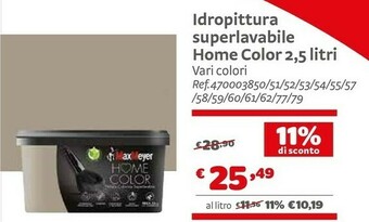 Bricocenter Maxmeyer Idropittura Superlavabile Home Color 2,5 Litri offerta