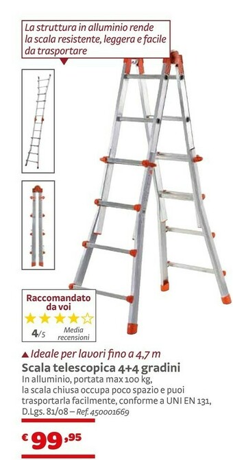 Bricocenter Scala Telescopica 4+4 Gradini offerta