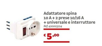 Adattatore Spina 10A + 2 Prese 10/16A + Universale E Interruttore