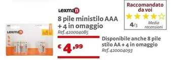 Bricocenter Lexman 8 Pile Ministilo AAA + 4 IN Omaggio offerta