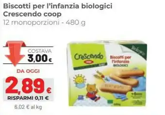 Coop Coop - Biscotti Per L'Infanzia Biologici Crescendo 480 G(ml) offerta
