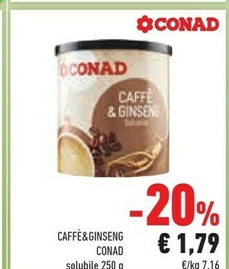 Conad Conad - Ginseng & Caffè Solubile 250 G(ml) offerta