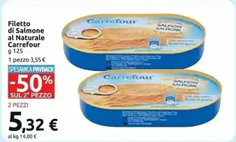 Carrefour Market Carrefour - Salmone Al Naturale 125 G(ml) offerta