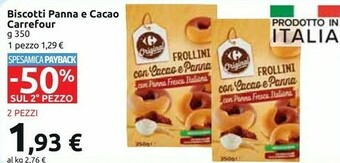 Carrefour Market CARREFOUR - Biscotti Con Cacao E Panna 350 G 350 G(ml) offerta