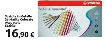 Carrefour Stabilo Matita Colorata Acquarellabile - Aquacolor - Scatola In Metallo Da 36 - Colori Assortiti offerta