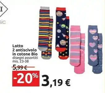 Carrefour Lotto 2 Antiscivolo In Cotone Bio offerta