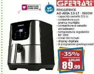Happy Casa G3 Ferrari G10125 friggitrice Friggitrice ad aria calda 3,5 L Singolo Nero, Argento Stand-alone (placement) 1500 W offerta