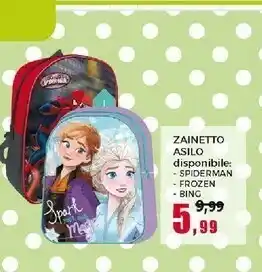 Happy Casa Happy Casa Zainetto Asilo Spiderman / Frozen / Bing offerta