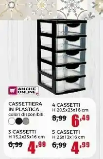 Happy Casa Cassettiera In Plastica 4 Cassetti H 205x23x16 Cm offerta