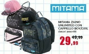 Mitama Zaino Unlimited Con Cappello Boy/girl offerta di Happy Casa