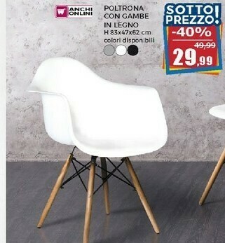 Happy Casa Poltrona Con Gambe In Legno offerta