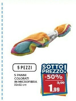 Happy Casa 5 Panni Colorati In Microfibra 32x32 Cm offerta