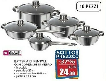 Happy Casa Batteria Di Pentole Con Coperchi In Vetro offerta