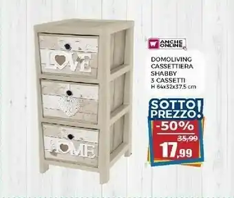 Happy Casa Shabby Domoliving Cassettiera offerta