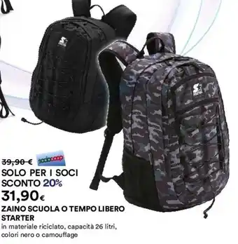Coop ZAINO SCUOLA O TEMPO LIBERO STARTER offerta