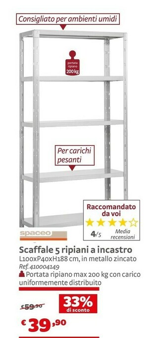 Bricocenter Scaffale 5 Ripiani A Incastro offerta