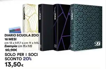 Coop DIARIO SCUOLA ZOO 16 MESI offerta