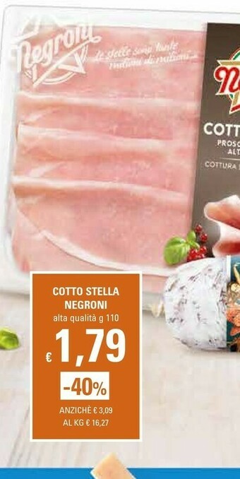 Negroni Cotto Stella Prosciutto Cotto Alta Qualità 110 G(ml)