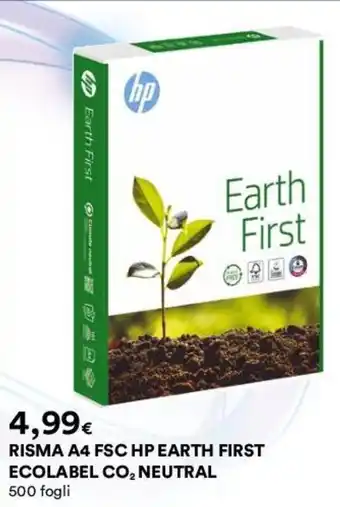 Coop RISMA A4 FSC HP EARTH FIRST ECOLABEL CO₂ NEUTRAL 500 fogli offerta