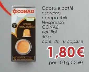 Conad Conad - Espresso 100% Arabica 50 G(ml) offerta