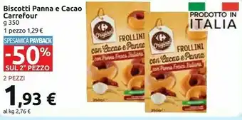 Carrefour Biscotti Panna E Cacao offerta