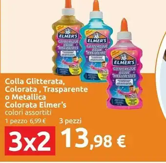 Carrefour Elmer's Colla Liquida Glitterata Blu offerta