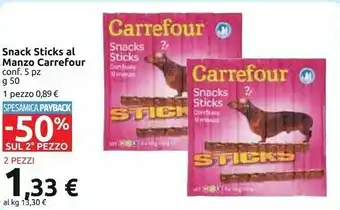 Carrefour Carrefour Snack Sticks Al Manzo offerta