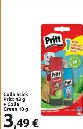 Carrefour Pritt Colla Stick 43 G + Colla Green 10 G offerta