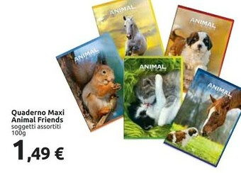 Carrefour Quaderno Maxi Animal Friends offerta