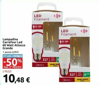 Carrefour Carrefour Lampadina Led 60 Watt Attacco Grande offerta