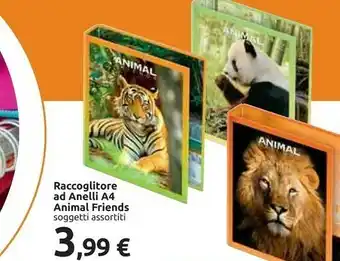 Carrefour Raccoglitore Ad Anelli A4 Animal Friends offerta