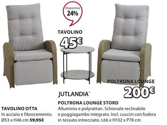 JYSK JUTLANDIA POLTRONA LOUNGE STORD l66 x H102 x P78 cm offerta