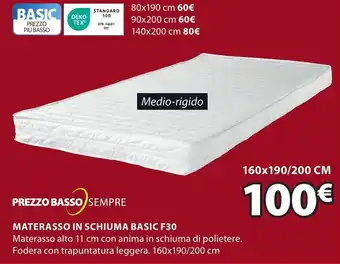 JYSK MATERASSO IN SCHIUMA BASIC F30 160x190/200 cm offerta