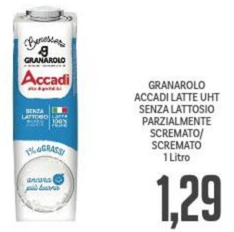Supermercati Piccolo GRANAROLO ACCADI LATTE UHT SENZA LATTOSIO PARZIALMENTE SCREMATO/ SCREMATO 1 Litro offerta