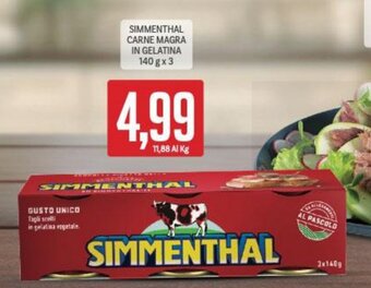 Supermercati Piccolo SIMMENTHAL CARNE MAGRA IN GELATINA 140 g x 3 offerta