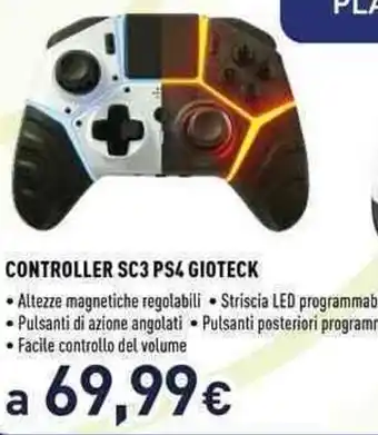 Unieuro CONTROLLER SC3 PS4 GIOTECK offerta