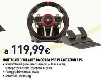 Unieuro Xtreme MONTECARLO VOLANTE DA CORSA PER PLAYSTATION E PC offerta