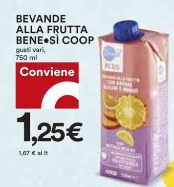 Coop BEVANDE ALLA FRUTTA BENE SÌ COOP gusti vari, 750 ml offerta