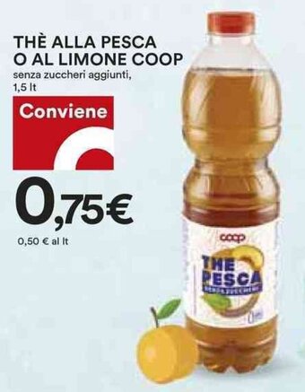 Coop THE ALLA PESCA O AL LIMONE COOP senza zuccheri aggiunti, 1,5 lt offerta