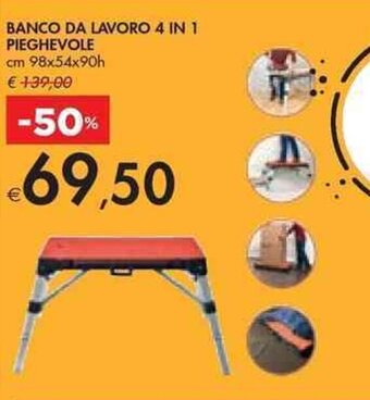 Bennet BANCO DA LAVORO 4 IN 1 PIEGHEVOLE cm 98x54x90h offerta