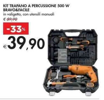 KIT TRAPANO A PERCUSSIONE 500 W BRAVO&FACILE