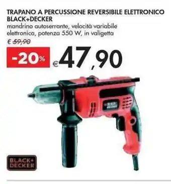 Bennet TRAPANO A PERCUSSIONE REVERSIBILE ELETTRONICO BLACK+DECKER 550 W offerta