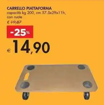 Bennet CARRELLO PIATTAFORMA capacità kg 200, cm 57.5x29x11h, offerta