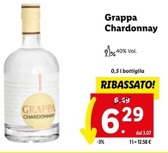 Grappa Chardonnay 0,5 l bottiglia