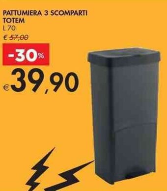 Bennet PATTUMIERA 3 SCOMPARTI TOTEM L70 offerta