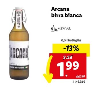 Lidl Arcana birra bianca 0,5 l bottiglia offerta